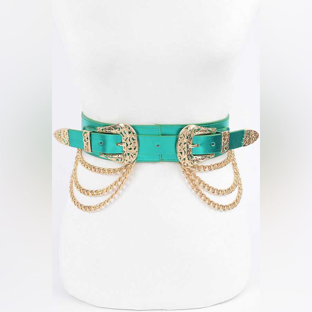 Western Chain Elastic Corset Statement Belt